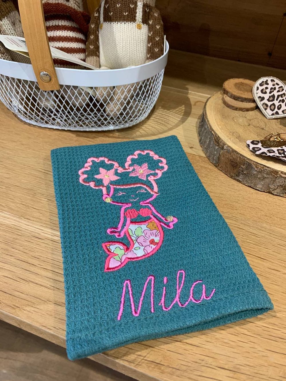 Serviette de table nid d’abeille vert